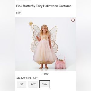 Pottery barn kids pink butterfly fairy costume- size 7/8